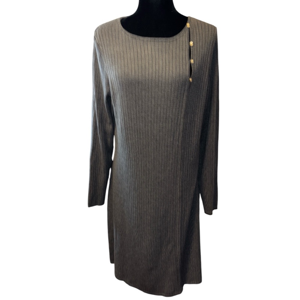 RW & CO Ribbed Knit Dress Long Sleeve Round Neck - Picture 4 of 10